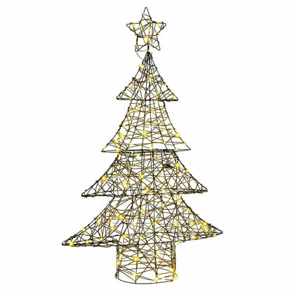 Albero di Natale con 120 LED Bianco caldo 150 cm Rattan | homemem39