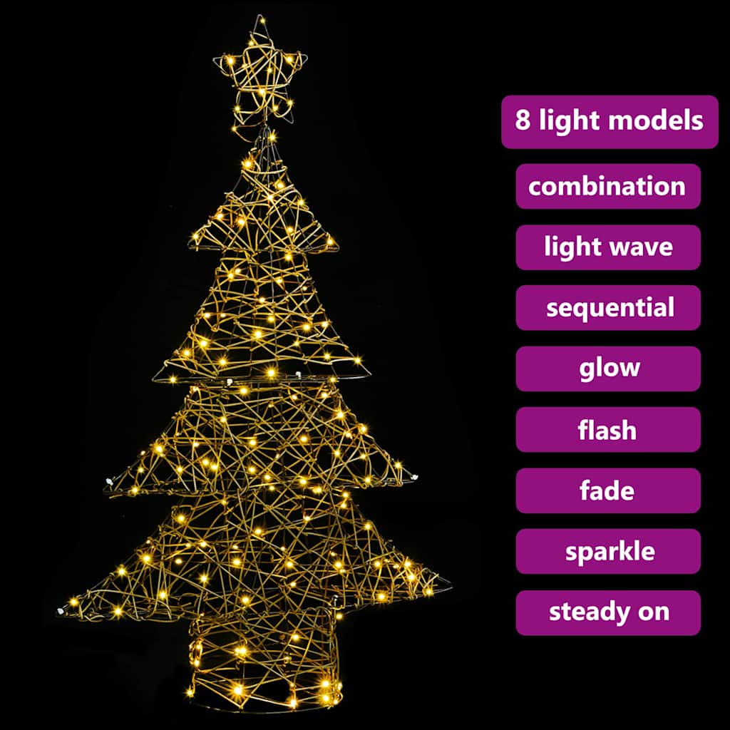 Albero di Natale con 120 LED Bianco caldo 150 cm Rattan | homemem39
