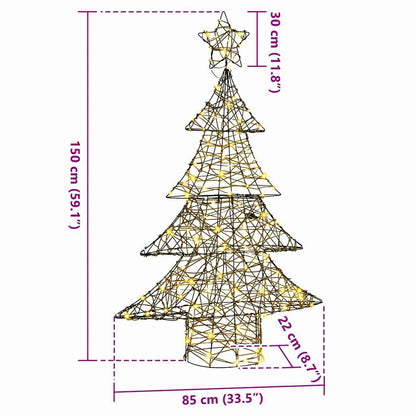 Albero di Natale con 120 LED Bianco caldo 150 cm Rattan | homemem39