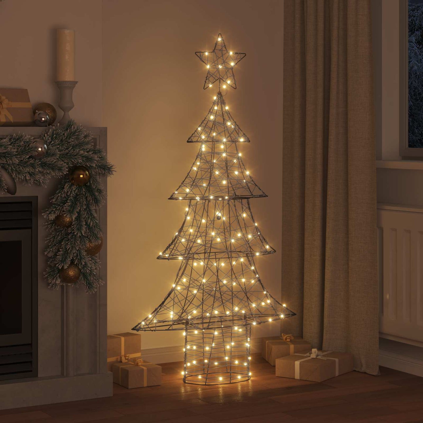Albero di Natale con 160 LED Bianco caldo 150 cm Rattan | homemem39