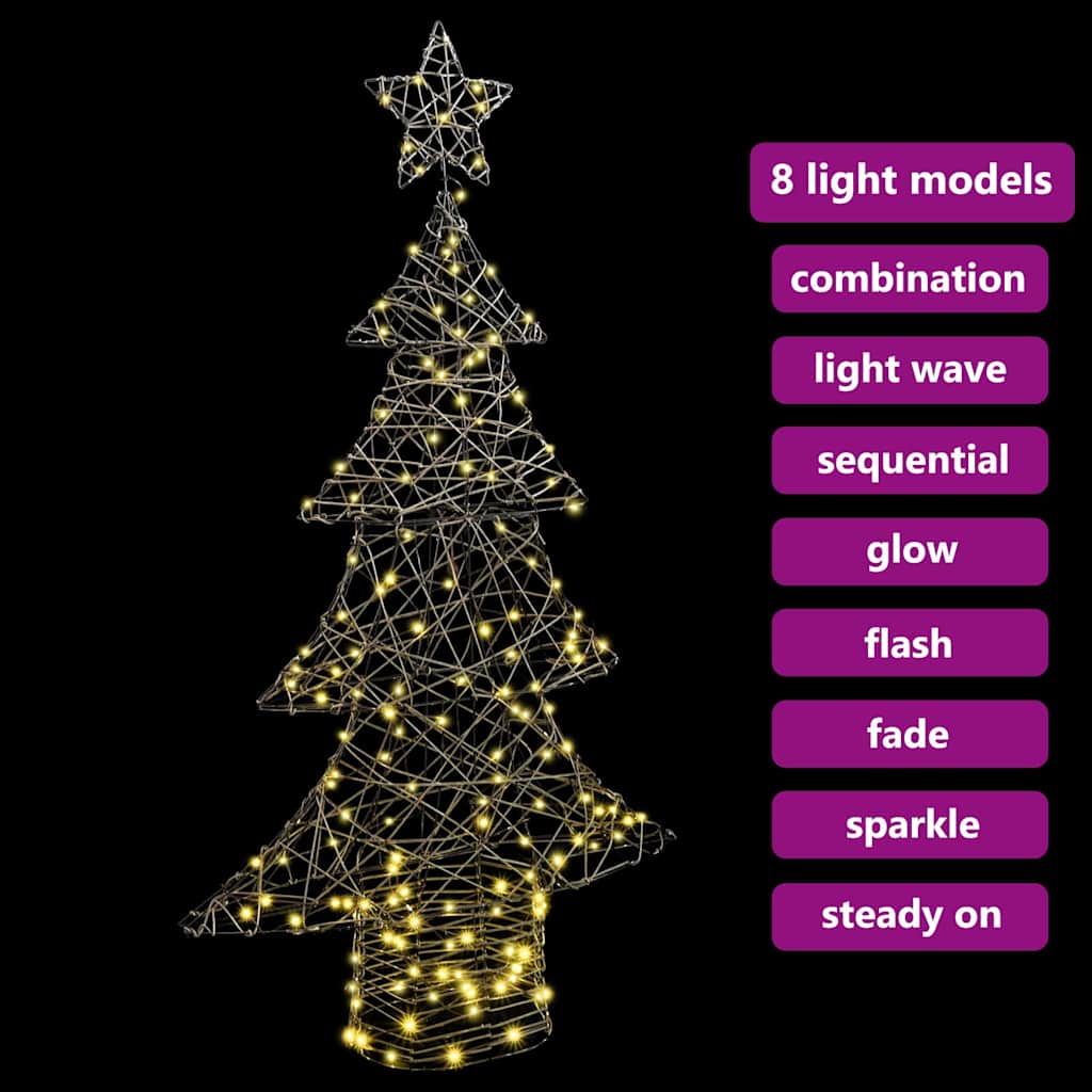 Albero di Natale con 160 LED Bianco caldo 150 cm Rattan | homemem39