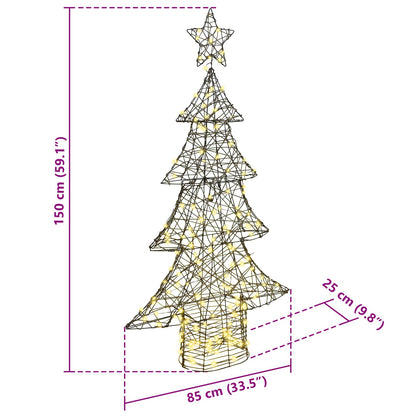 Albero di Natale con 160 LED Bianco caldo 150 cm Rattan | homemem39
