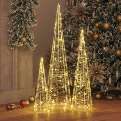 Albero di Natale 3 pcs Bianco caldo 20 x 20 x 80 cm Acrilico | homemem39