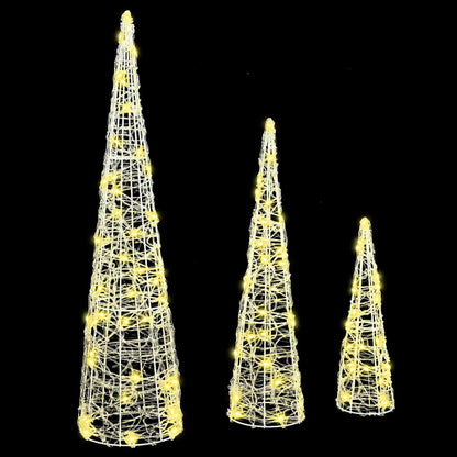 Albero di Natale 3 pcs Bianco caldo 20 x 20 x 80 cm Acrilico | homemem39