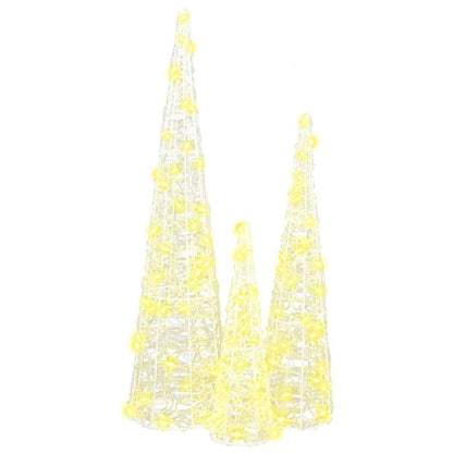 Albero di Natale 3 pcs Bianco caldo 20 x 20 x 80 cm Acrilico | homemem39