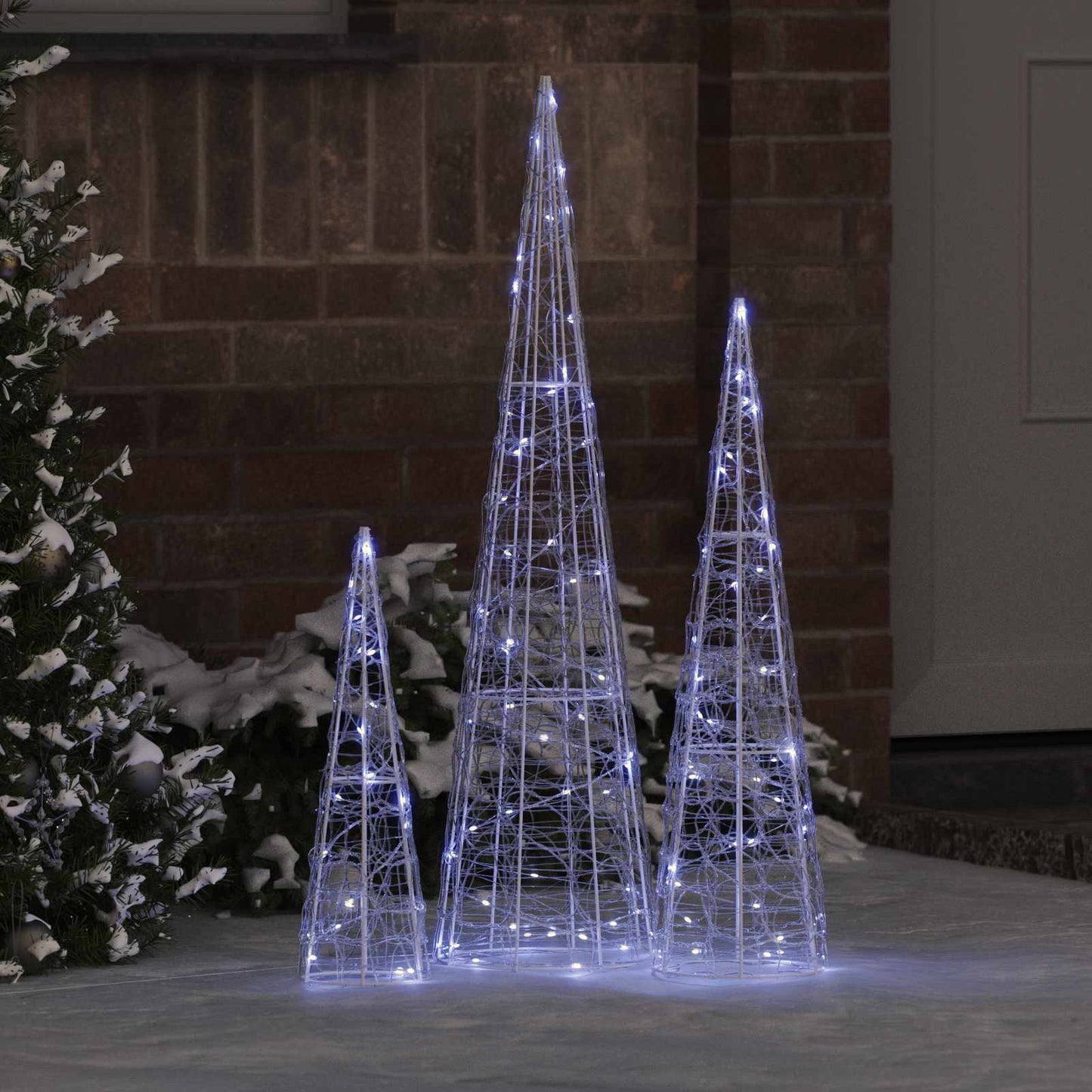 Albero di Natale 3 pcs Bianco freddo 20 x 20 x 80 cm Acrilico