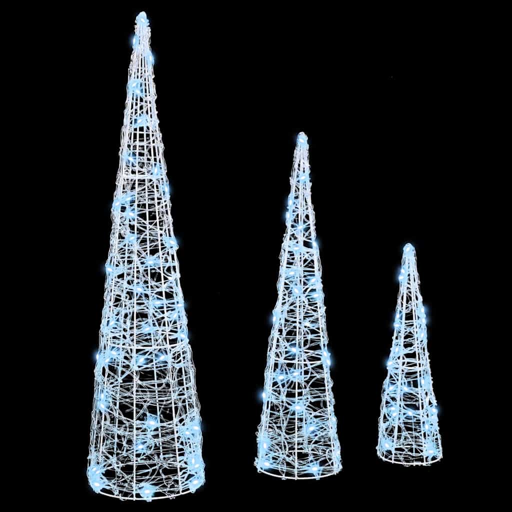 Albero di Natale 3 pcs Bianco freddo 20 x 20 x 80 cm Acrilico | homemem39