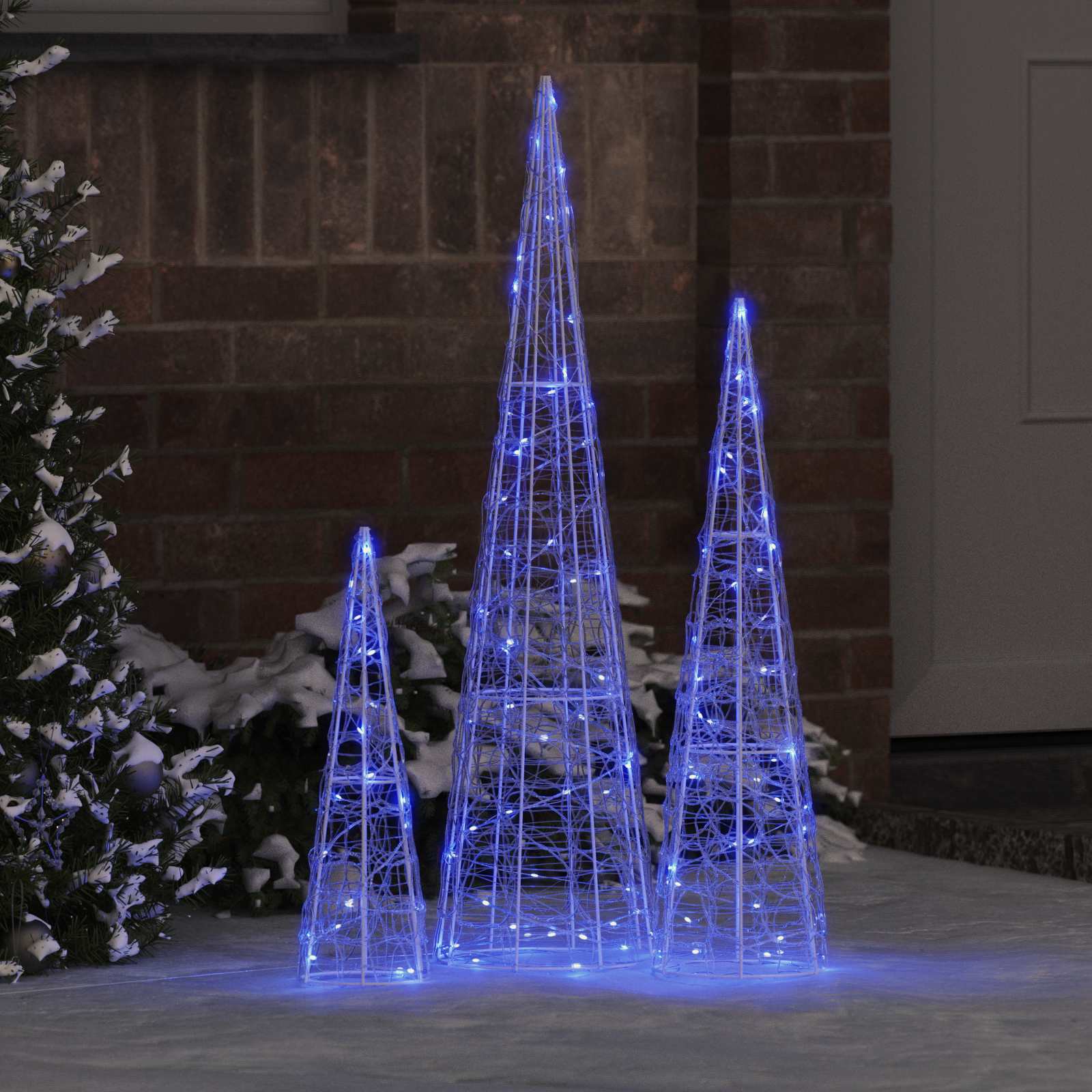 Albero di Natale con 90 LED 3 pcs Blu 20 x 20 x 80 cm Acrilico | homemem39