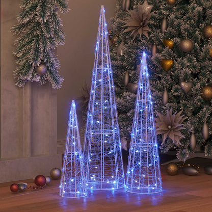 Albero di Natale con 90 LED 3 pcs Blu 20 x 20 x 80 cm Acrilico | homemem39