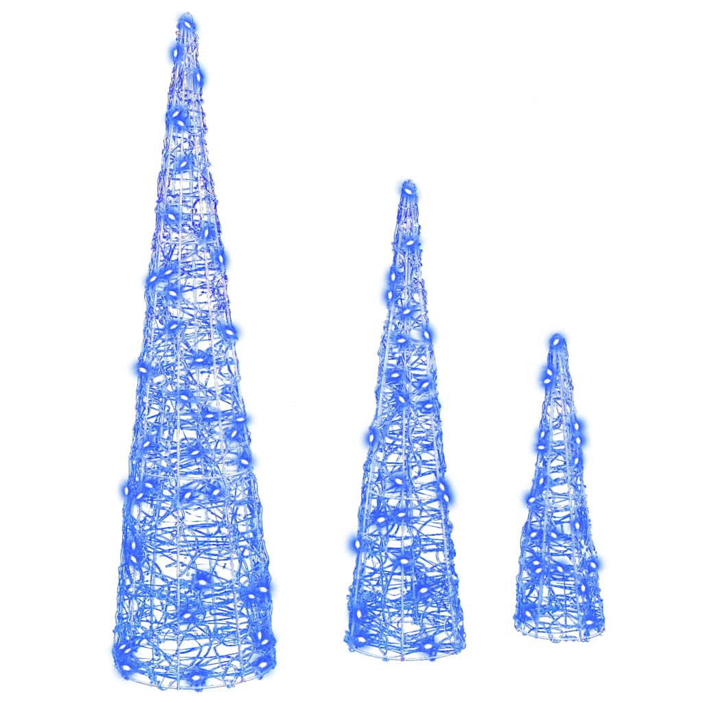 Albero di Natale con 90 LED 3 pcs Blu 20 x 20 x 80 cm Acrilico | homemem39