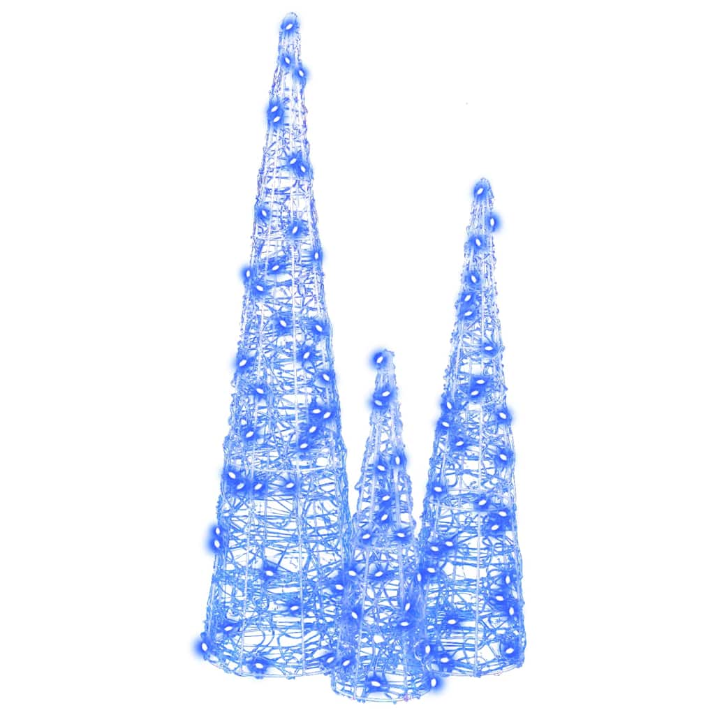 Albero di Natale con 90 LED 3 pcs Blu 20 x 20 x 80 cm Acrilico | homemem39