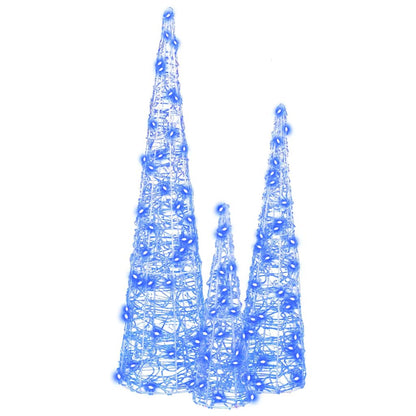 Albero di Natale con 90 LED 3 pcs Blu 20 x 20 x 80 cm Acrilico | homemem39