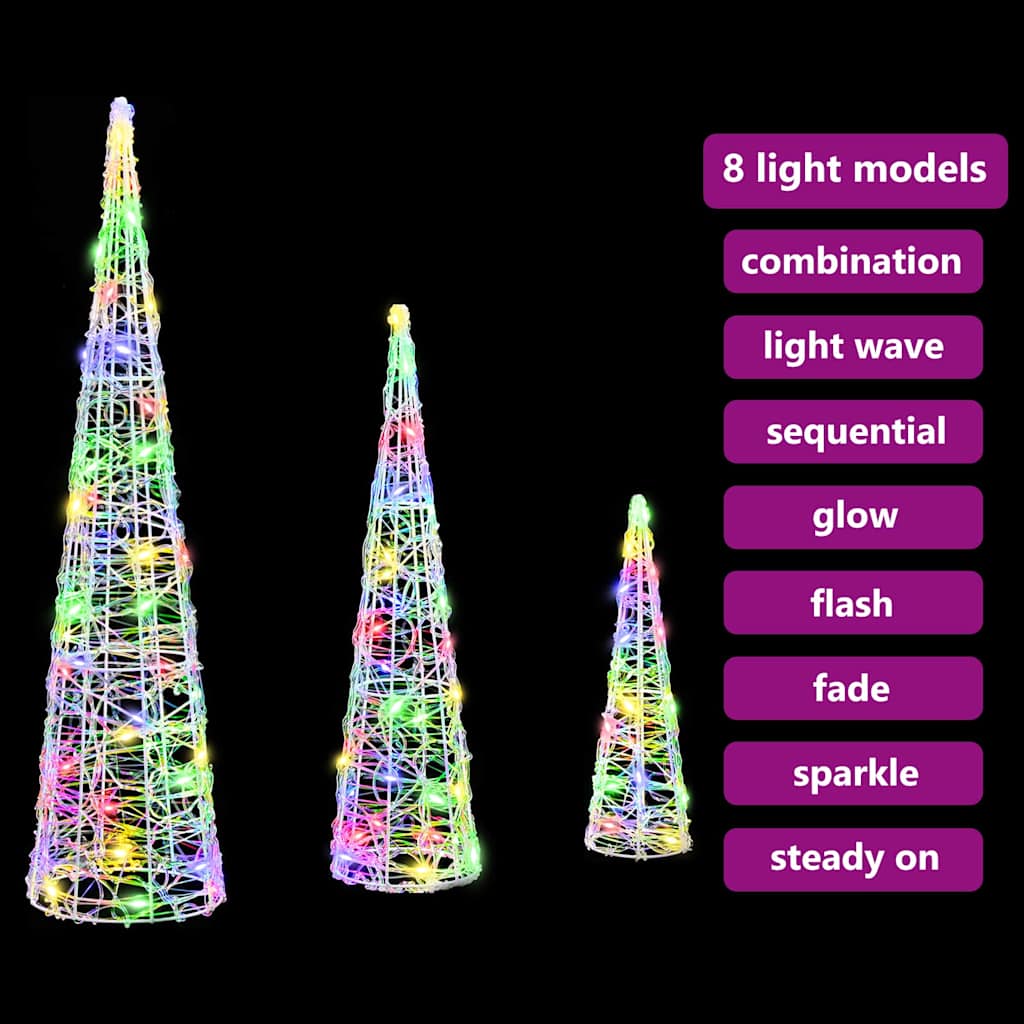 Albero di Natale 3 pcs Multicolore 20 x 20 x 80 cm Acrilico | homemem39