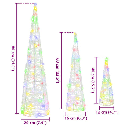 Albero di Natale 3 pcs Multicolore 20 x 20 x 80 cm Acrilico | homemem39
