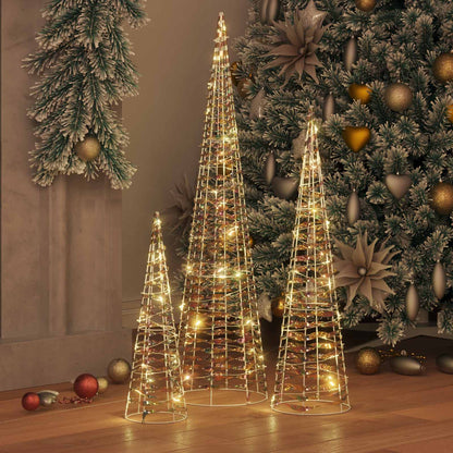Albero di Natale 3 pcs Bianco caldo 20 x 20 x 80 cm PET