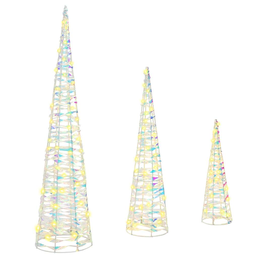 Albero di Natale 3 pcs Bianco caldo 20 x 20 x 80 cm PET | homemem39
