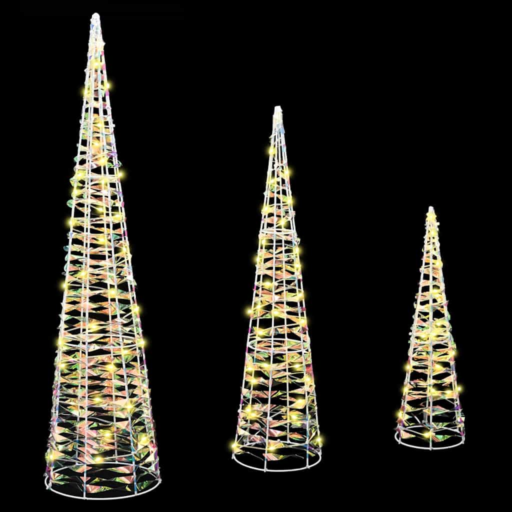 Albero di Natale 3 pcs Bianco caldo 20 x 20 x 80 cm PET | homemem39