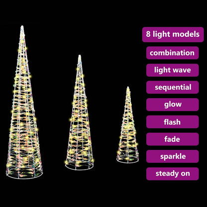 Albero di Natale 3 pcs Bianco caldo 20 x 20 x 80 cm PET