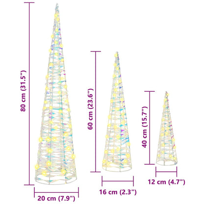 Albero di Natale 3 pcs Bianco caldo 20 x 20 x 80 cm PET | homemem39