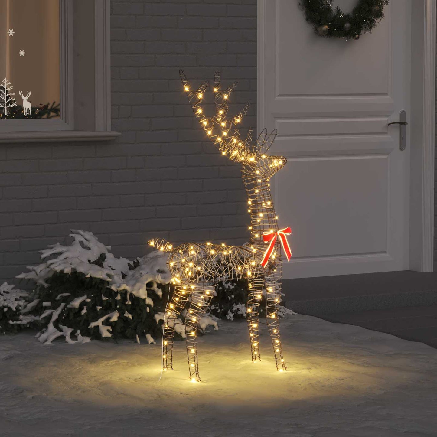 Renna 3D con 140 LED Bianco caldo 70 x 41 x 128 cm Rattan | homemem39