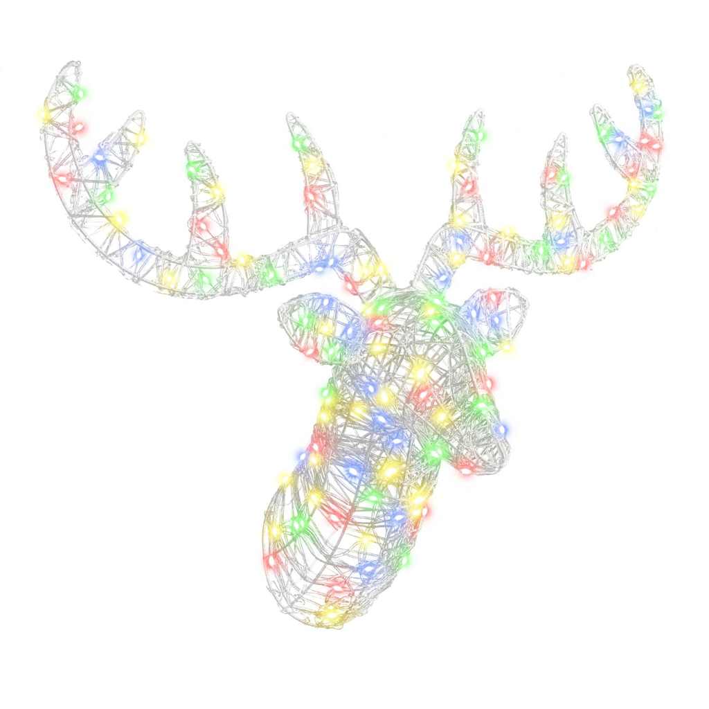 Testa di Renna con 140 LED colorato 60 cm Acrilico