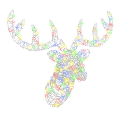 Testa di Renna con 140 LED colorato 60 cm Acrilico