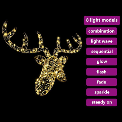 Slitta trainata da renna con 140 LED Bianco caldo Rattan | homemem39