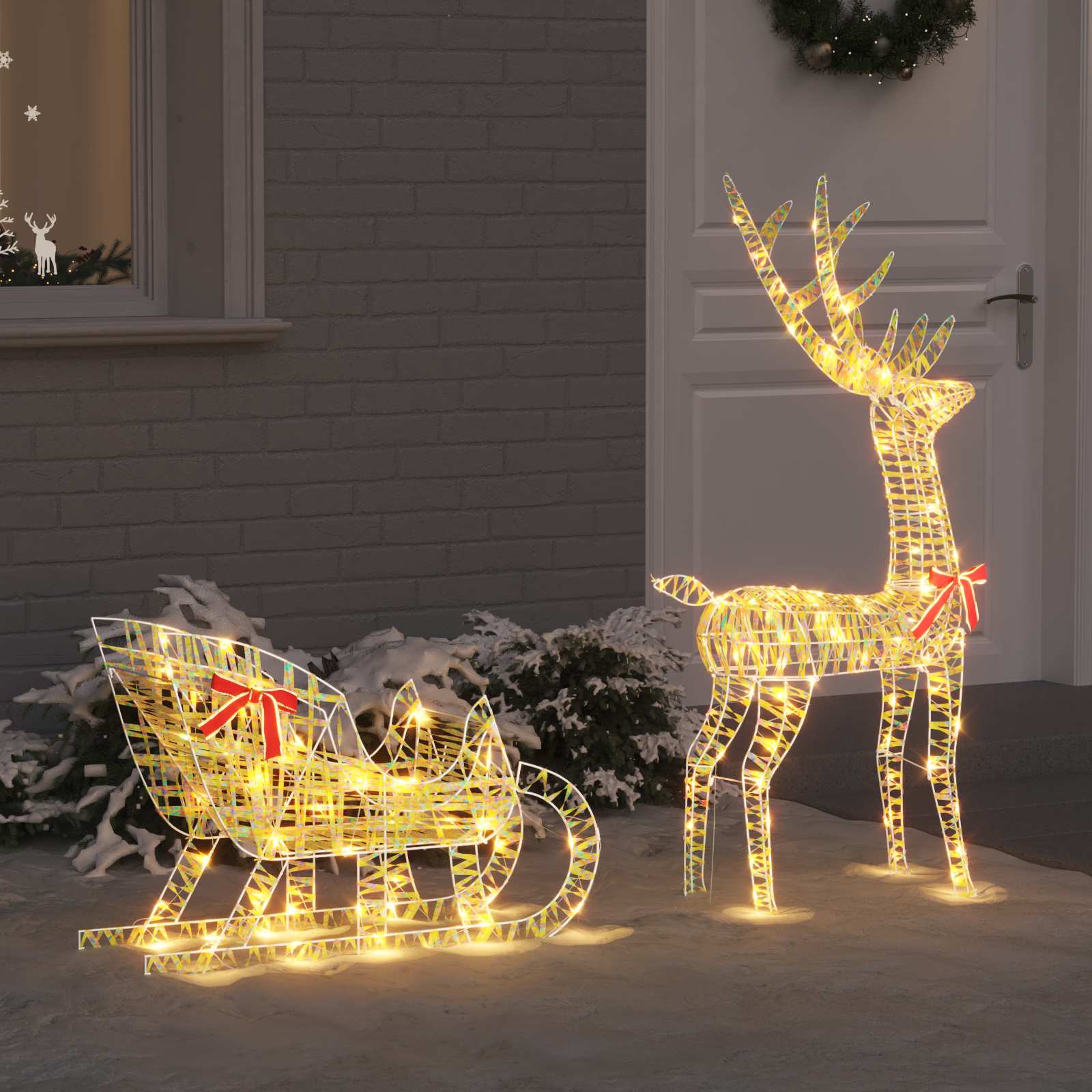 Slitta trainata da renna Bianco caldo 70 x 26 x 129 cm PET | homemem39