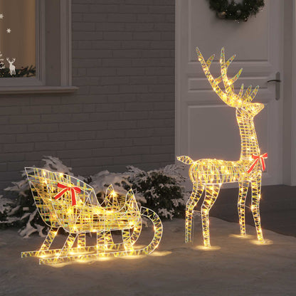 Slitta trainata da renna Bianco caldo 70 x 26 x 129 cm PET | homemem39