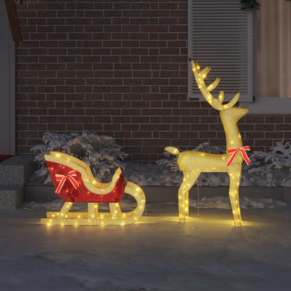 Slitta trainata da renna con 200 LED Bianco caldo Tessuto | homemem39