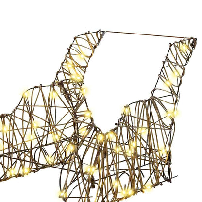 Slitta trainata da renna Bianco caldo 53 x 28 x 33 cm Rattan