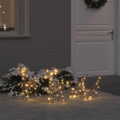 Slitta trainata da renna Bianco caldo 53 x 28 x 33 cm Rattan | homemem39