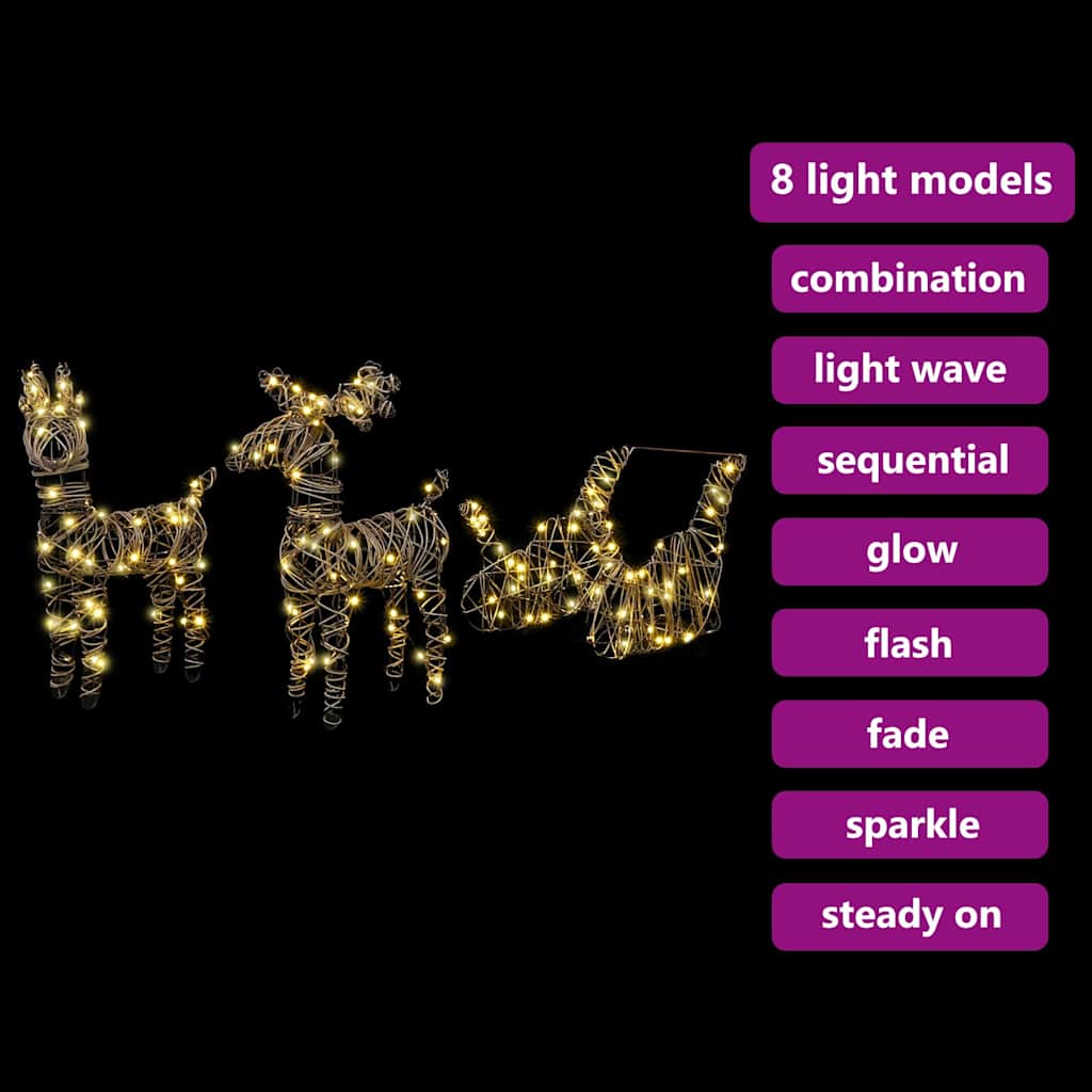 Slitta trainata da renna Bianco caldo 53 x 28 x 33 cm Rattan