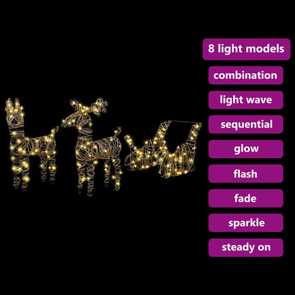 Slitta trainata da renna Bianco caldo 53 x 28 x 33 cm Rattan