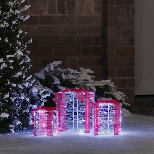 Decorazione Scatola Regalo 3 pcs Bianco freddo 20 x 20 x 21 cm