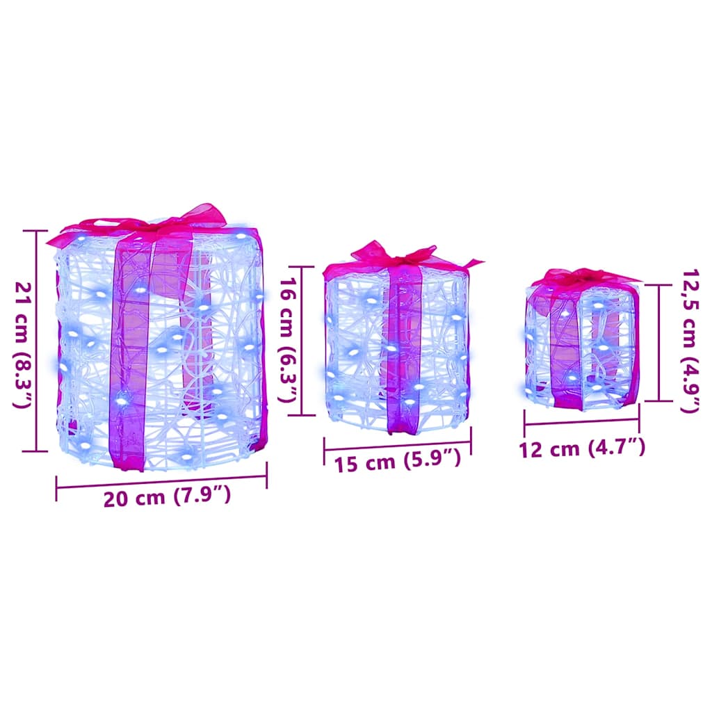 Decorazione Scatola Regalo 3 pcs Blu 20 x 20 x 21 cm Acrilico | homemem39