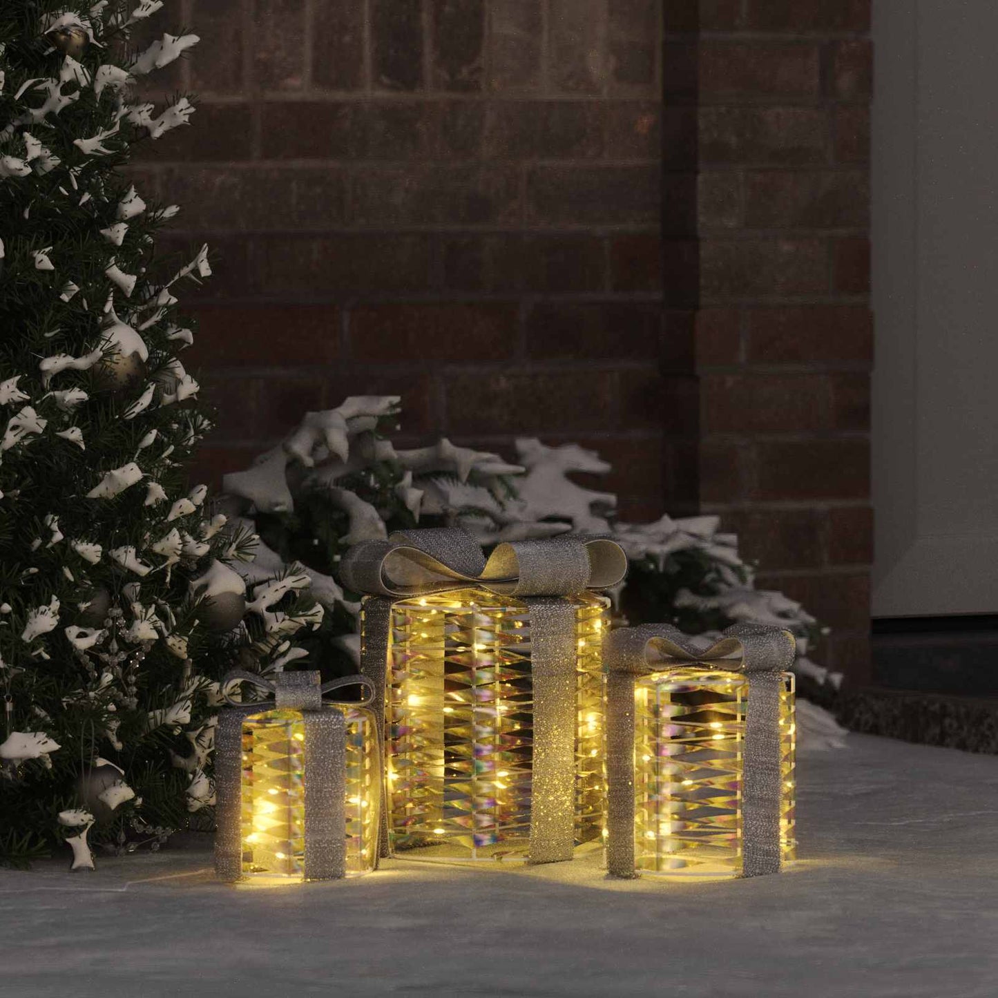 Decorazione Scatola Regalo con 60 LED 3 pcs 20 x 20 x 20 cm PET