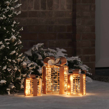 Decorazione Scatola Regalo con 60 LED 3 pcs 20 x 20 x 20 cm PET | homemem39