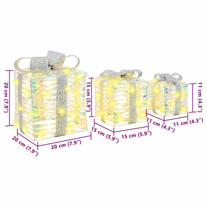 Scatola Regalo 3 pcs Bianco caldo 20 x 20 x 20 cm PET | homemem39
