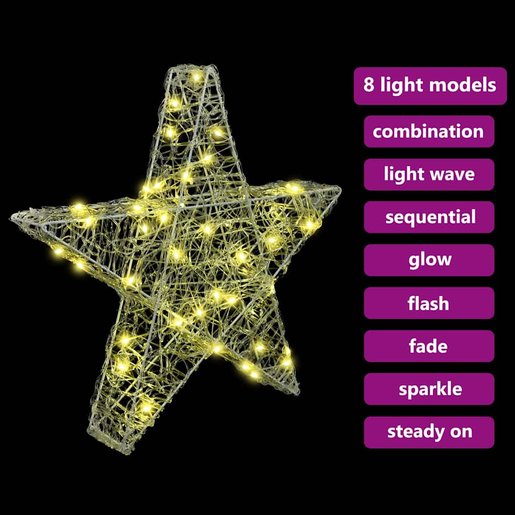 Stella 3D con 50 LED Bianco caldo 55 x 53.5 x 10 cm Acrilico | homemem39
