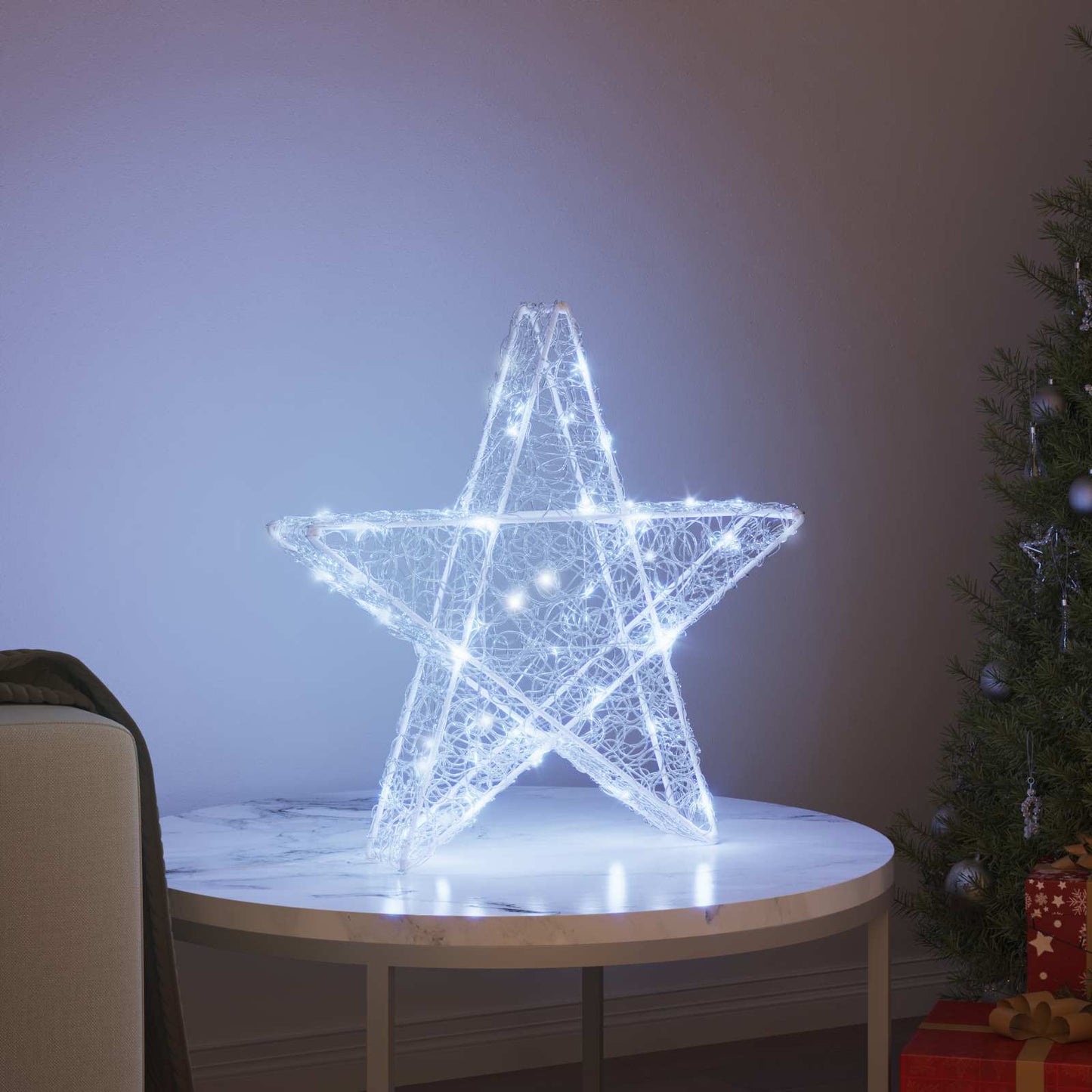 Stella 3D con 50 LED Bianco freddo 55 x 53.5 x 10 cm Acrilico | homemem39