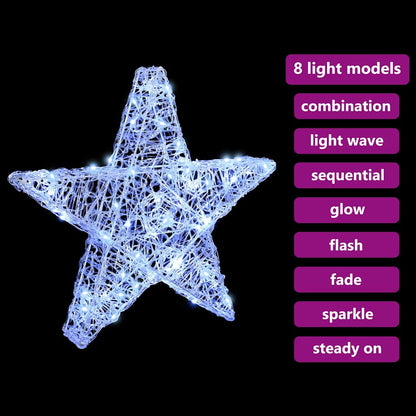 Stella 3D con 50 LED Bianco freddo 55 x 53.5 x 10 cm Acrilico | homemem39