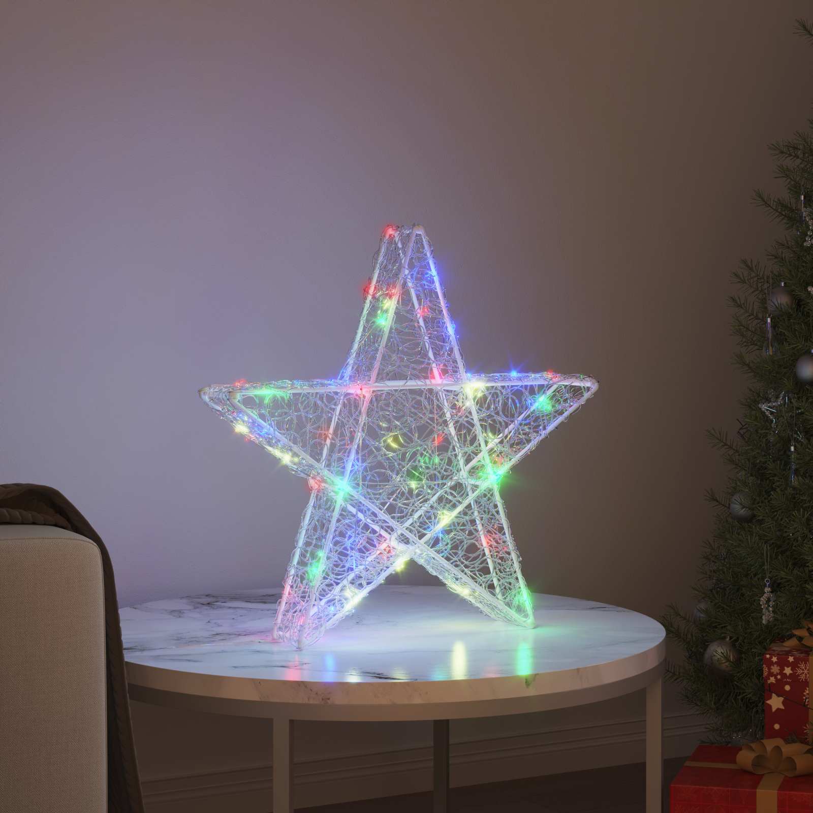 Stella 3D con 50 LED Multicolore 55 x 53.5 x 10 cm Acrilico | homemem39
