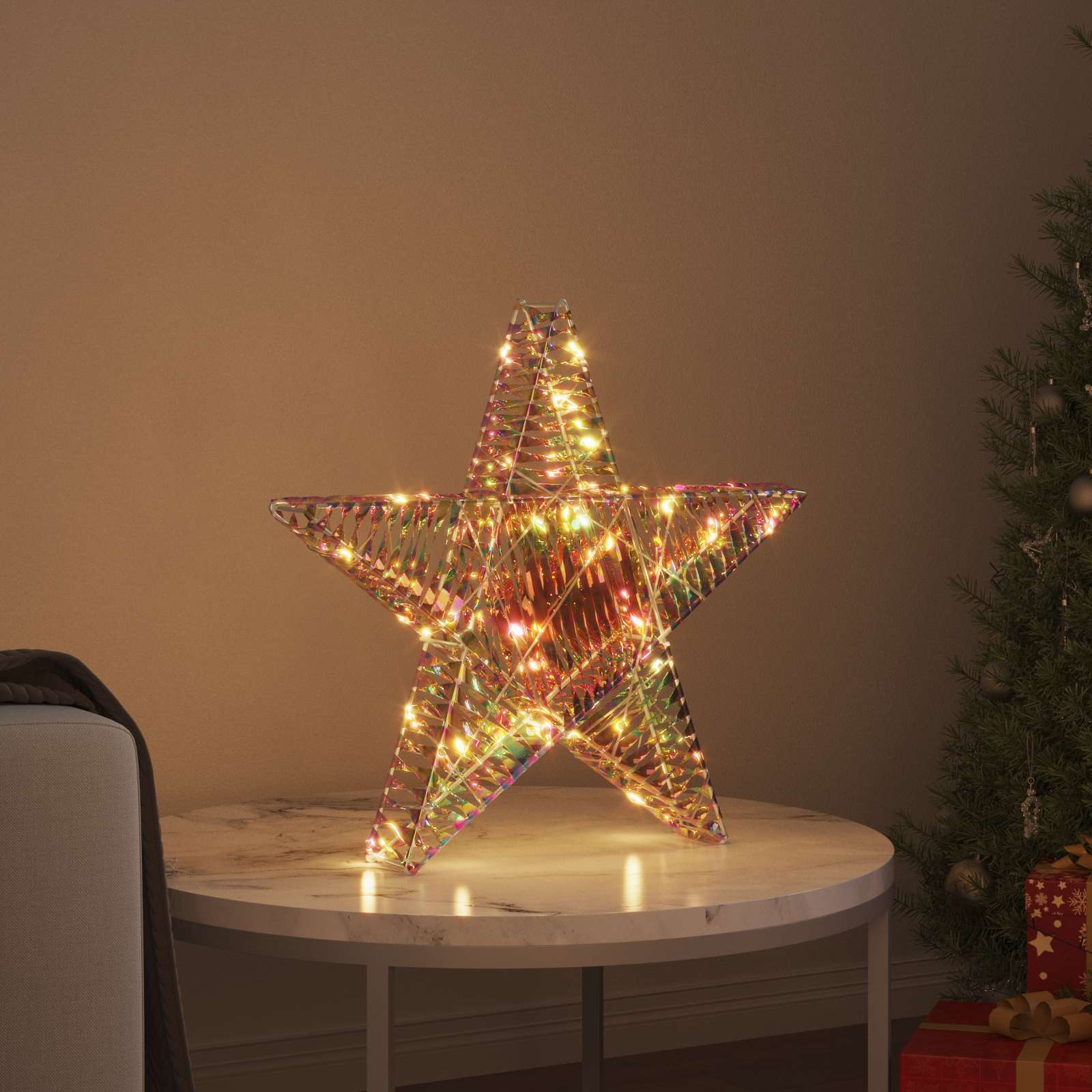 Stella 3D con 50 LED Bianco caldo 55 x 52.5 x 9 cm PET | homemem39