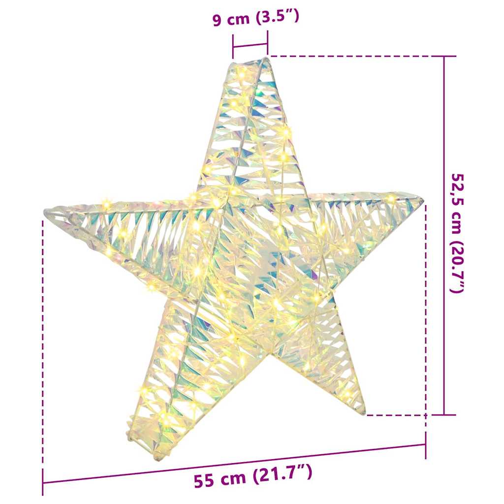 Stella 3D con 50 LED Bianco caldo 55 x 52.5 x 9 cm PET | homemem39