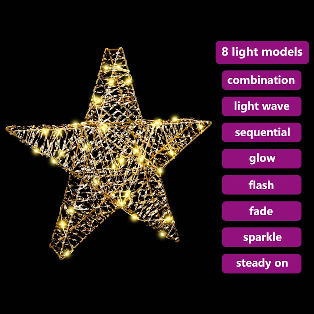 Stella 3D con 50 LED Bianco caldo 55 x 52.5 x 9 cm PET | homemem39