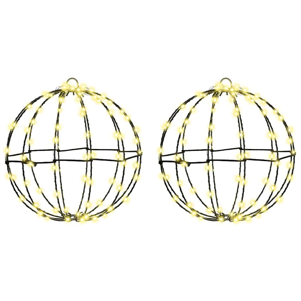 Palla con 192 LED 2 pcs Bianco caldo 30 x 30 x 32 cm Metallo | homemem39