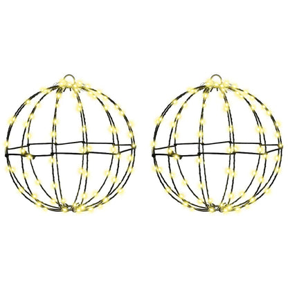 Palla con 192 LED 2 pcs Bianco caldo 30 x 30 x 32 cm Metallo | homemem39