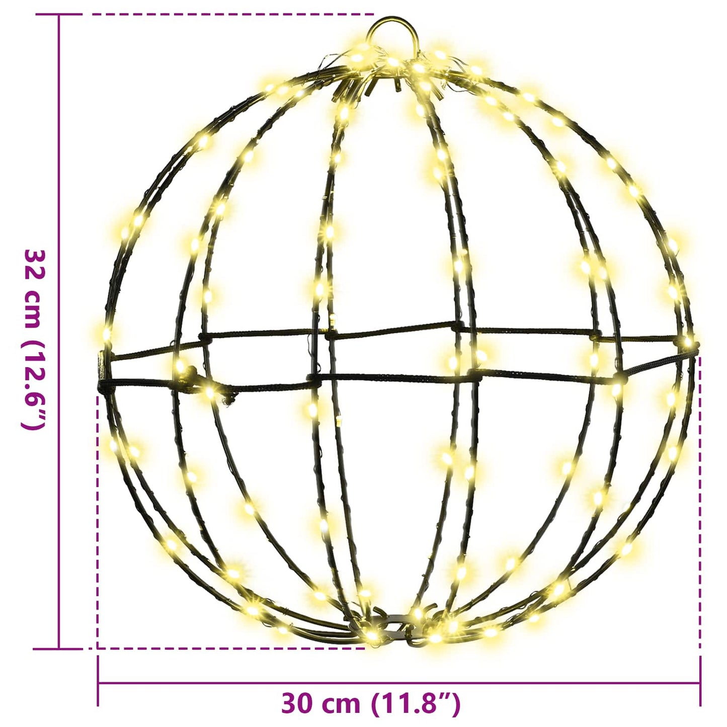 Palla con 192 LED 2 pcs Bianco caldo 30 x 30 x 32 cm Metallo | homemem39