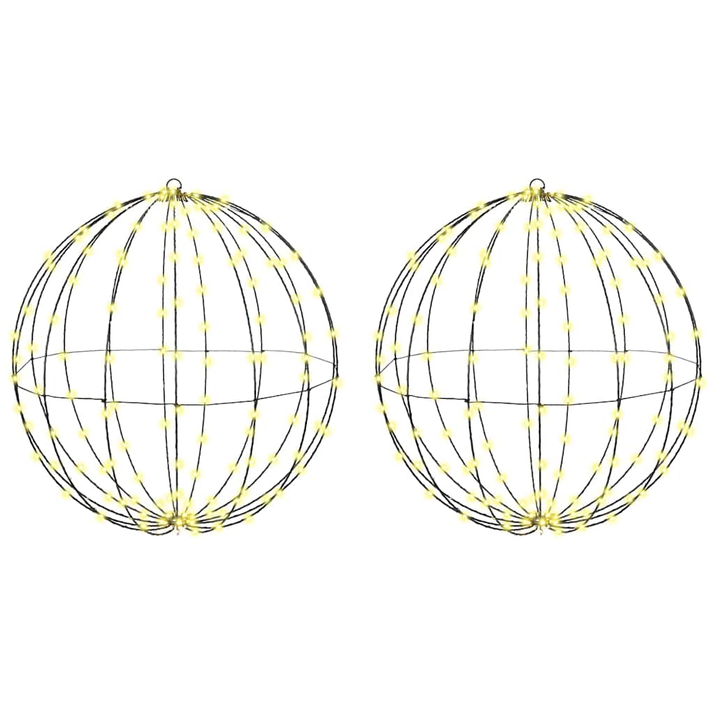 Palla con 384 LED 2 pcs Bianco caldo 60 cm Metallo